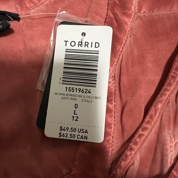 Torrid NWT Emma Rust Babydoll Sleeveless Drawstring Tunic Top Womens sz 12 - Picture 5 of 7